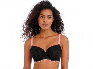 Black Wacoal Freya Offbeat Underwire Padded Half Cup Underwear | PJGVEBX-79