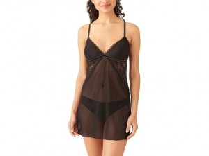 Black Wacoal b.tempt'd Lace Encounter Chemise Bodysuit | WHVGBDL-39