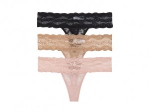 Rose / Beige / Black Wacoal b.tempt'd Lace Kiss Pack Thong | WTNSHXI-58