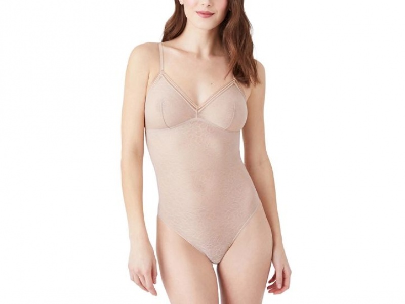 Beige Wacoal b.tempt\'d Etched in Style Bodysuit | RHVJCMW-82