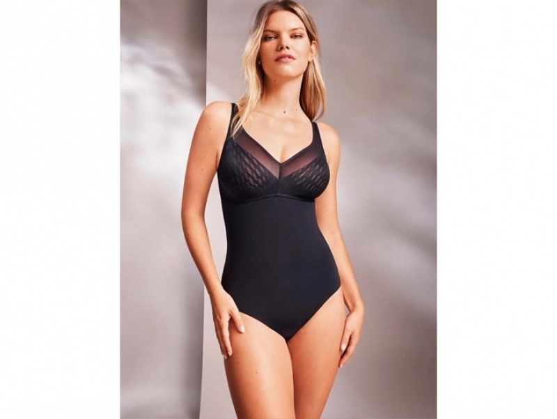 Black Wacoal Elevated Allure Wire Free Shaping Body Briefer Bodysuit | VHITESQ-42