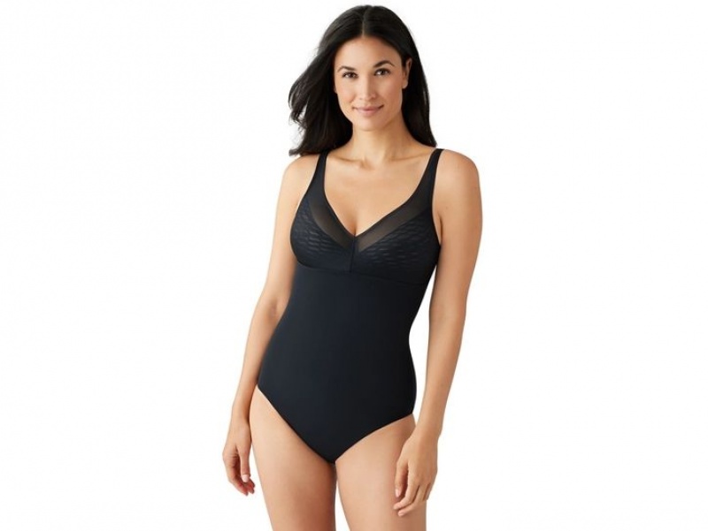 Black Wacoal Elevated Allure Wire Free Shaping Body Briefer Bodysuit | VHITESQ-42