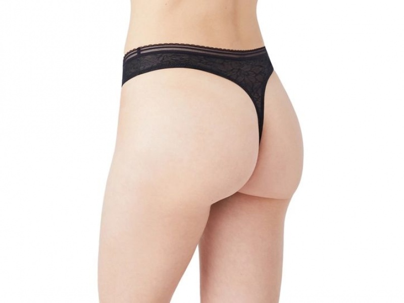 Black Wacoal b.tempt'd Etched in Style Thong | BMCZNFS-48