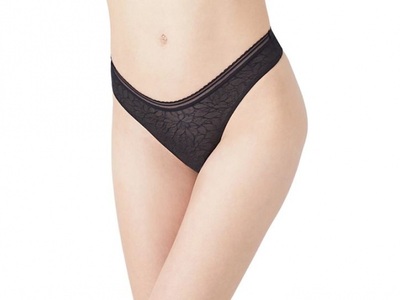 Black Wacoal b.tempt'd Etched in Style Thong | BMCZNFS-48