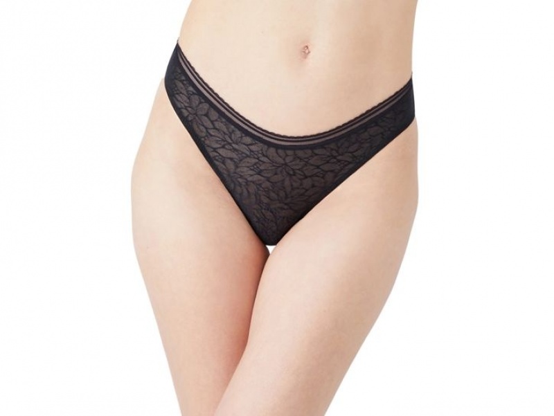 Black Wacoal b.tempt\'d Etched in Style Thong | BMCZNFS-48