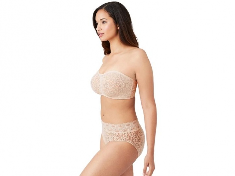 Brown Wacoal Halo Lace Underwire Strapless Bra | LNOHYKI-98