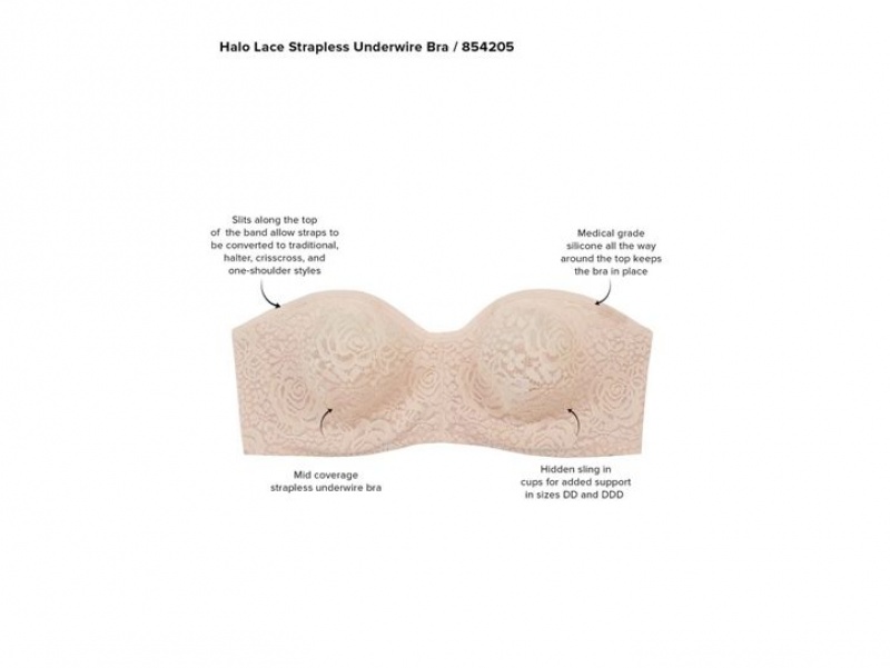 Brown Wacoal Halo Lace Underwire Strapless Bra | LNOHYKI-98