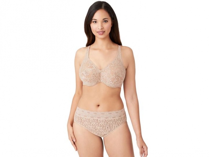 Khaki Wacoal Halo Full Figure Underwire Lace | XZJTYFN-15