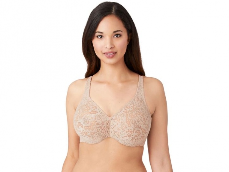 Khaki Wacoal Halo Full Figure Underwire Lace | XZJTYFN-15