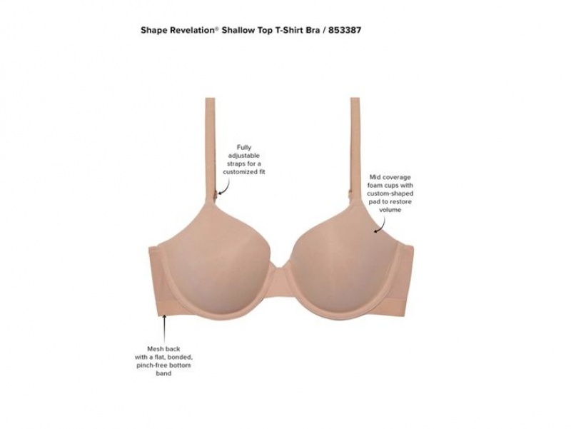 Khaki Wacoal Shape Revelation® Shallow Top Underwire T-Shirt | BTGJFWV-47