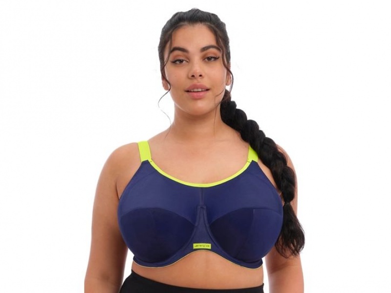 Navy Wacoal Elomi Energise Full Figure Underwire Sports Bra | RZQLPAX-20