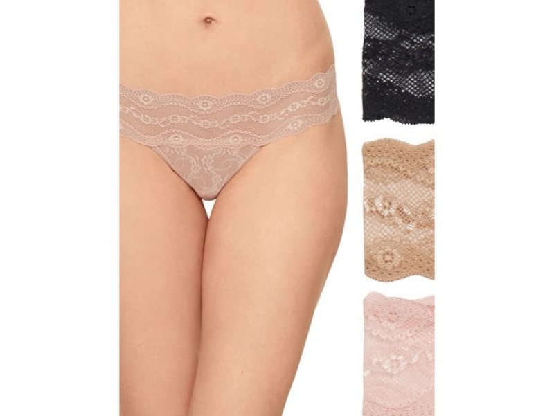 Rose / Beige / Black Wacoal b.tempt'd Lace Kiss Pack Thong | WTNSHXI-58